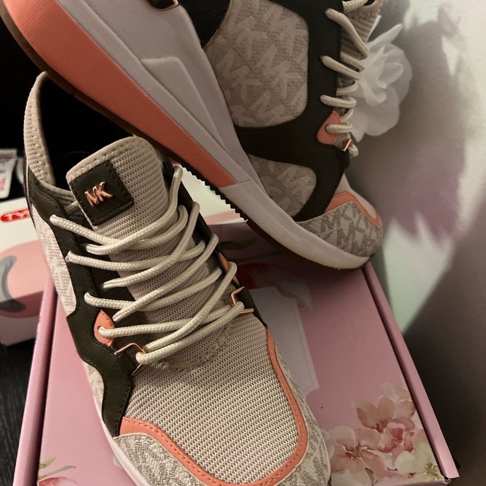 Michael Kors Metallic and White Sneakers